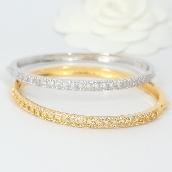 SueSue Jewelry - NEW Micro Pave CZ Diamonds Cuff Bangle Bracelet
